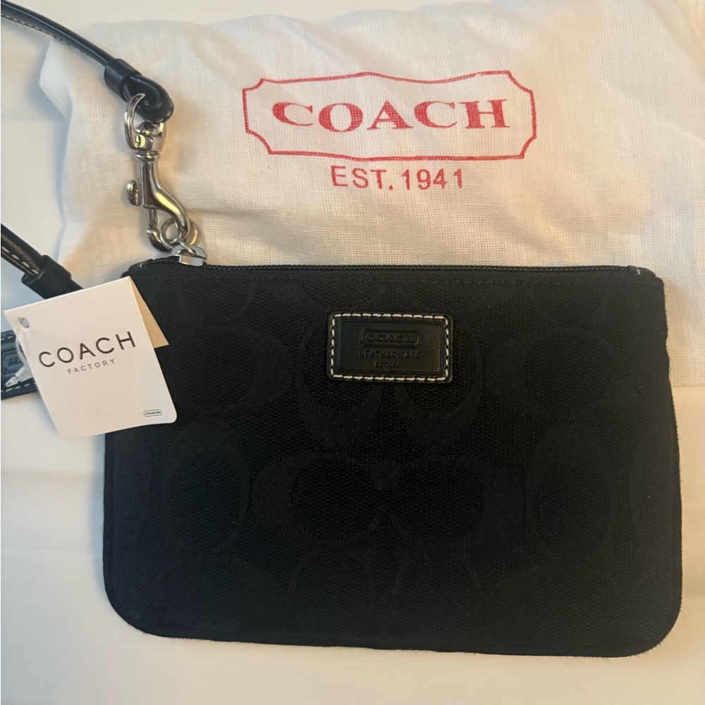 Coach | Black Signature Canvas Wristlet with Dust Bag (NWT)